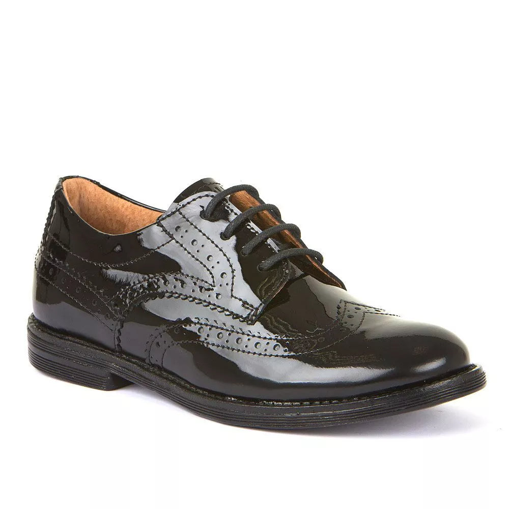 Froddo Black Patent leather Brogue lace up School Shoes