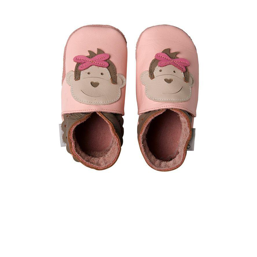 Bobux Pink Monkey Baby Crawling Shoes Marshmallow Kids