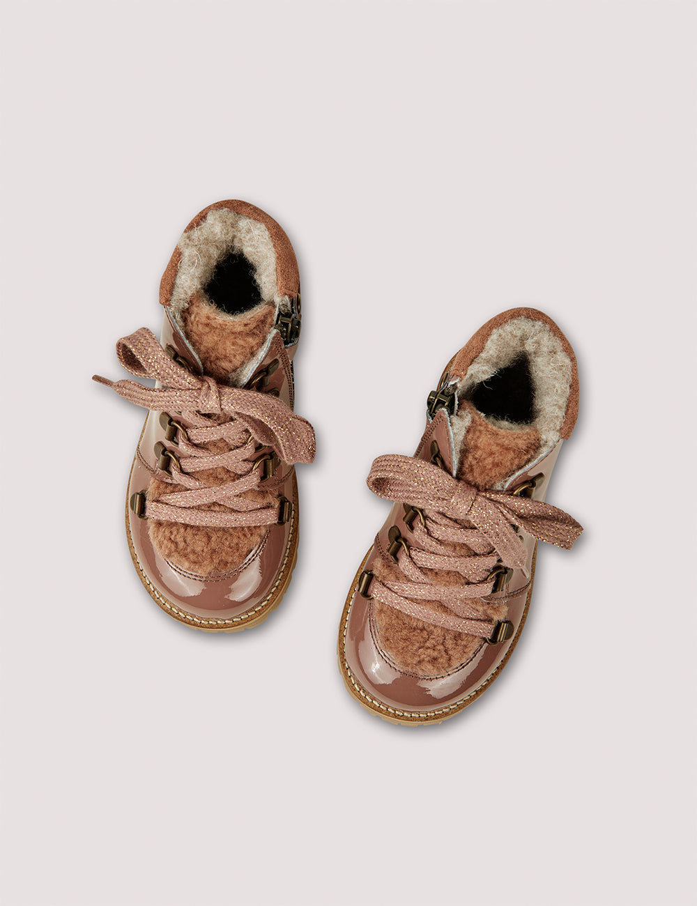 Petit Nord Copenhagen Rose Clay Patent Classic Winter Boots