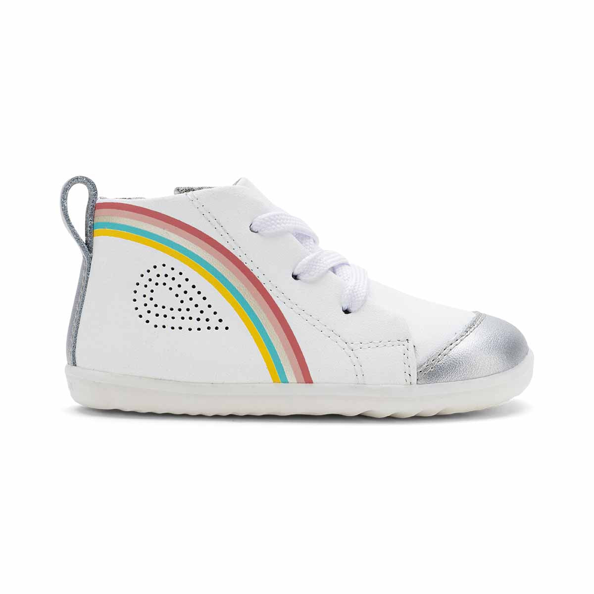 Bobux Step Up Alley-Oop White + Silver+ Rainbow Trainers