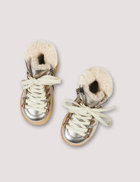 Petit Nord Copenhagen Silver Metallic Shearling Winter Boots