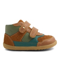 Bobux Step Up Harley High Top Trainers - Caramel & Dark Sea