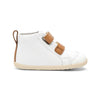Bobux Step Up Hi Court White + Caramel Trainers