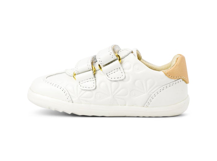 Bobux I Walk Sprite Embossed White + Pale Gold Trainers