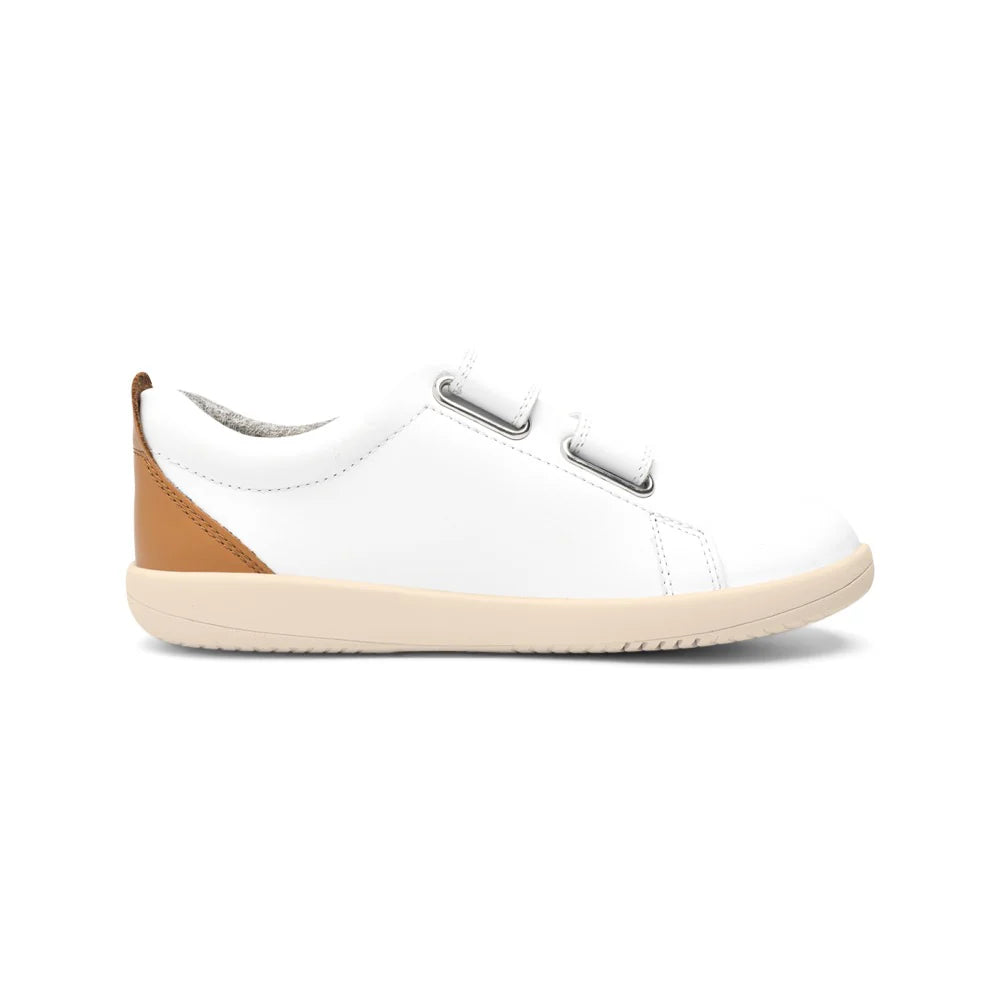 Bobux KP Grass Court White + Caramel Trainers