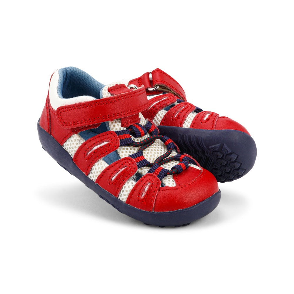 Bobux Step Up Summit Red + Navy Sandals
