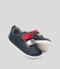 Bobux Step Up Grass Court Switch -Navy (Red + Silver Metallic) Trainers