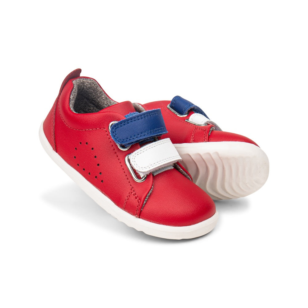 Bobux Step Up Grass Court Switch Red (Blueberry + White) Trainers