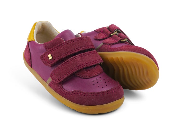 Bobux Step Up Riley Boysenberry + Chartreuse Trainers