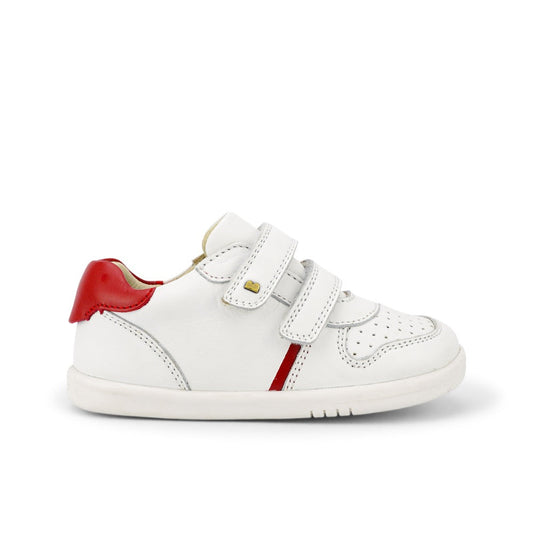 Bobux I Walk Riley White + Red Trainers