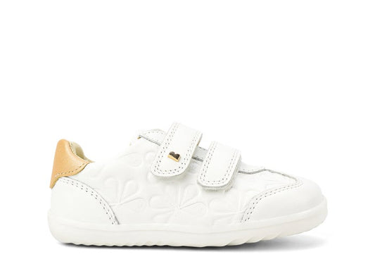 Bobux I Walk Sprite Embossed White + Pale Gold Trainers