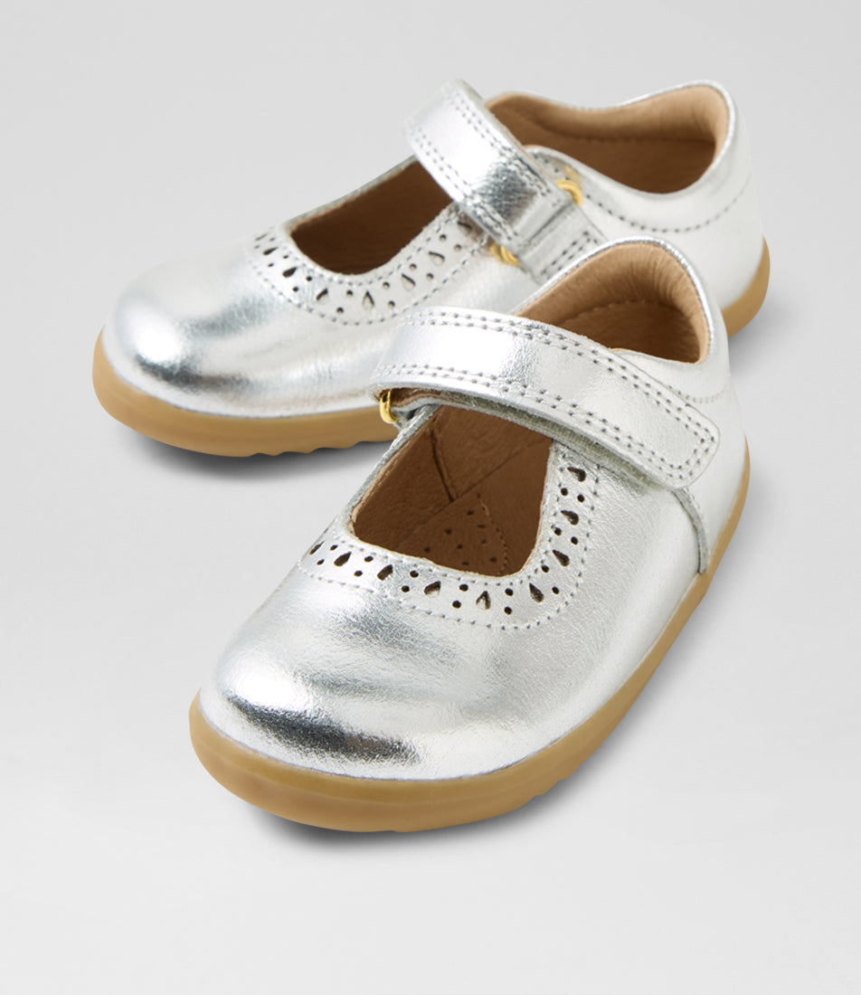 Bobux Step Up Lola Silver Mary Janes