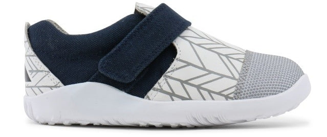 Bobux Xplorer White/Grey Heringbone City Shoes