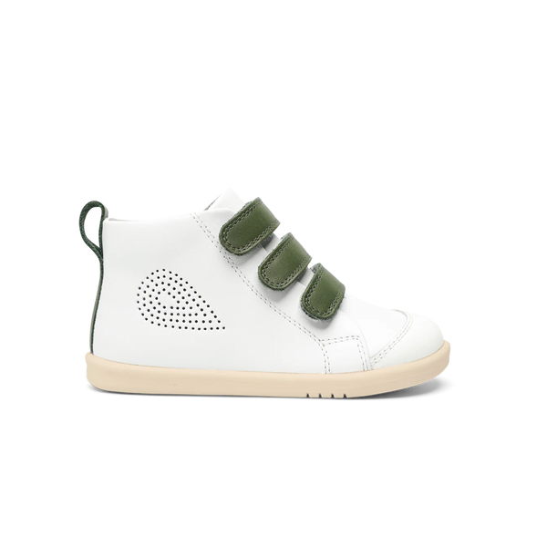 Bobux I Walk Hi Court White + Forest Trainers