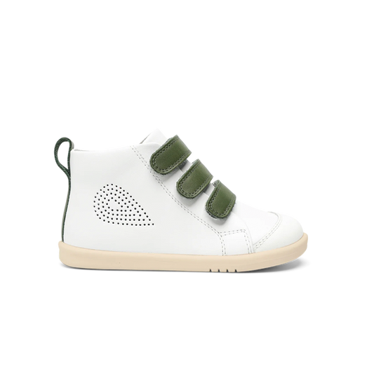 Bobux I Walk Hi Court White + Forest Trainers