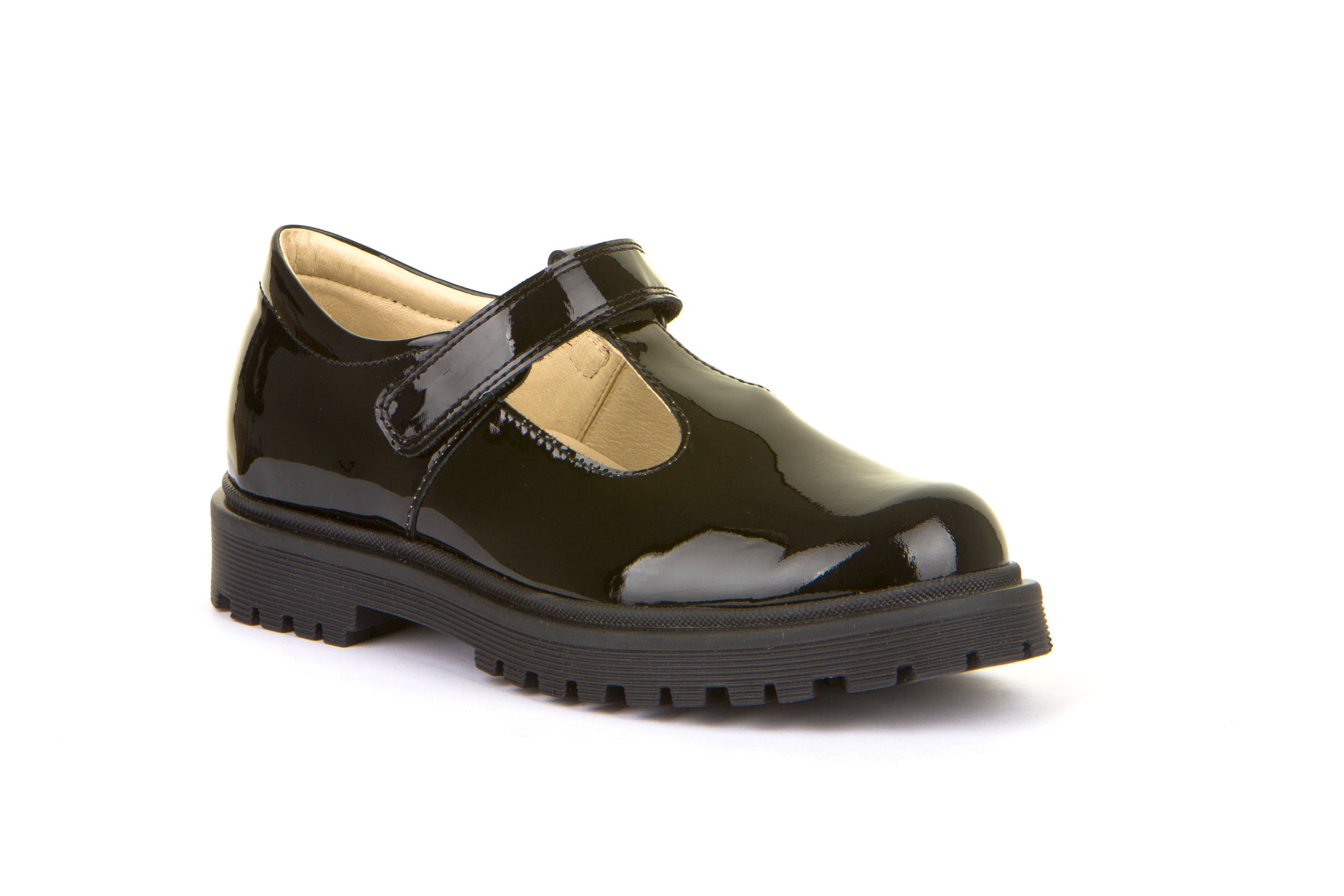 Froddo Black Patent T-bar School Shoes
