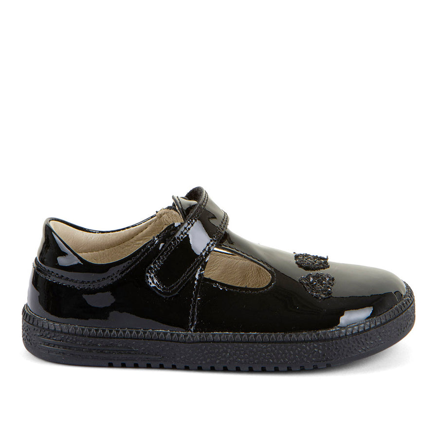 Froddo Barefoot Loop Sandra Black Patent School Shoes