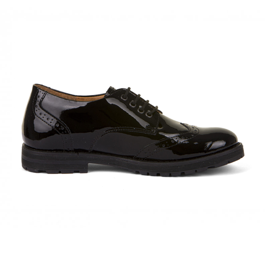 Froddo Black Patent leather Brogue lace up School Shoes