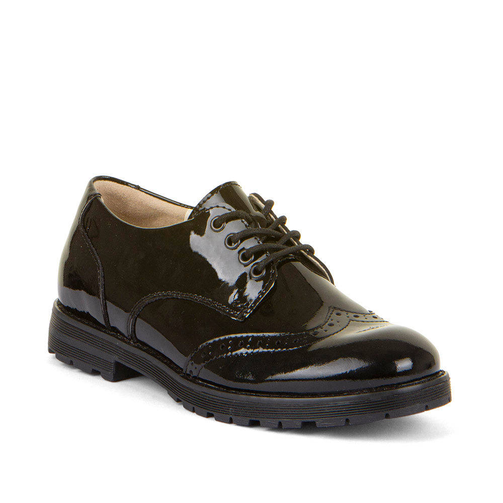 Froddo Charlie Black Patent School Shoes