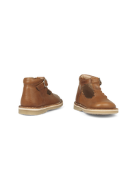Petit Nord Copenhagen Cognac T-Bar Scallop Shoes