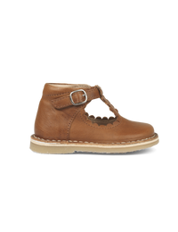 Petit Nord Copenhagen Cognac T-Bar Scallop Shoes