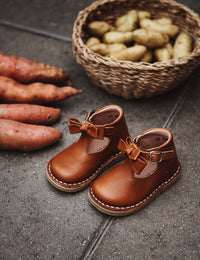 Petit Nord Copenhagen Cognac T-bar Bow Shoes