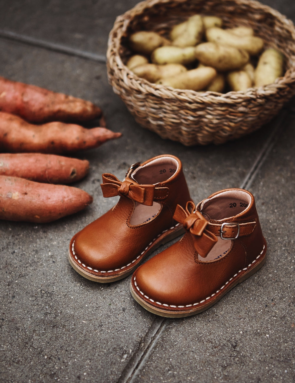 Petit Nord Copenhagen Cognac T-bar Bow Shoes