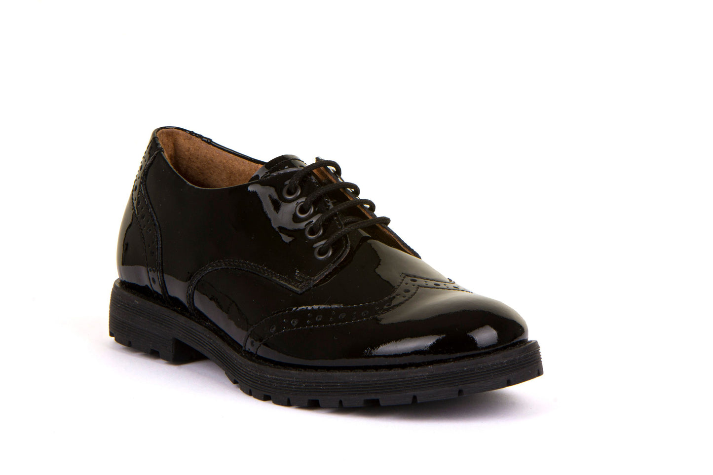Froddo Black Patent leather Brogue lace up School Shoes