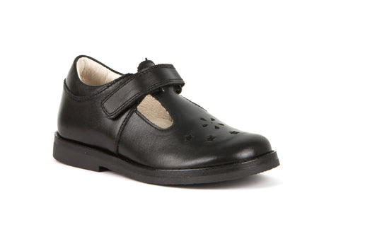 Froddo Black Leather Girls T-Bar School Shoes