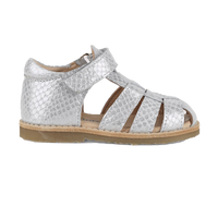 Petit Nord Copenhagen Classic Silver Python Sandals