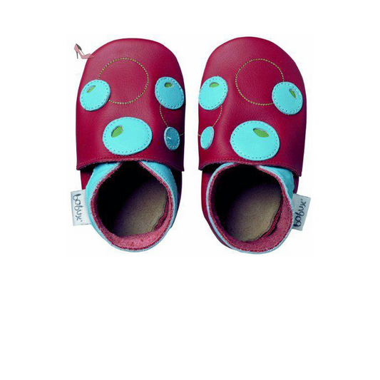 Bobux Bubbles Red With Blue Baby Crawling Shoes