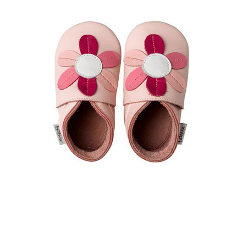 Bobux Ice Pink 6 petal flower Baby Crawling Shoes