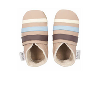 Bobux Brow and Blue Triple Stripes Baby Crawling Shoes