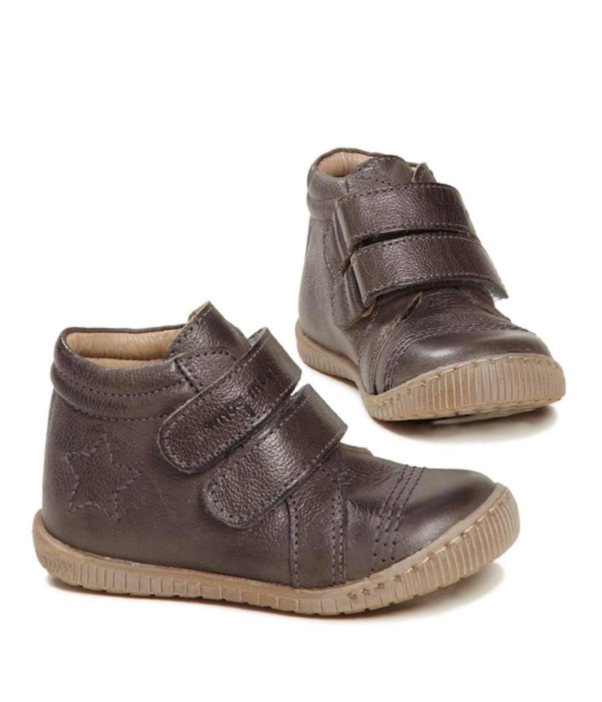 Pom Pom  Walkies Star Velcro Grey Hi-Top Trainers