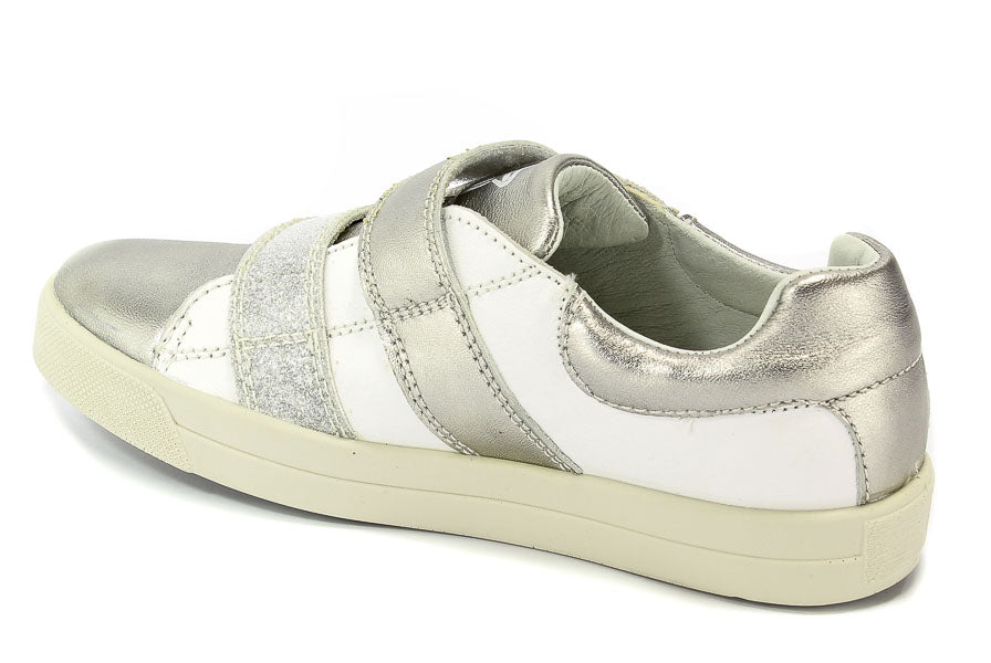 Primigi White and Silver Leather Sneakers