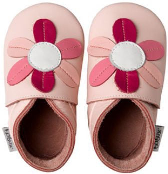 Bobux Ice Pink 6 petal flower Baby Crawling Shoes