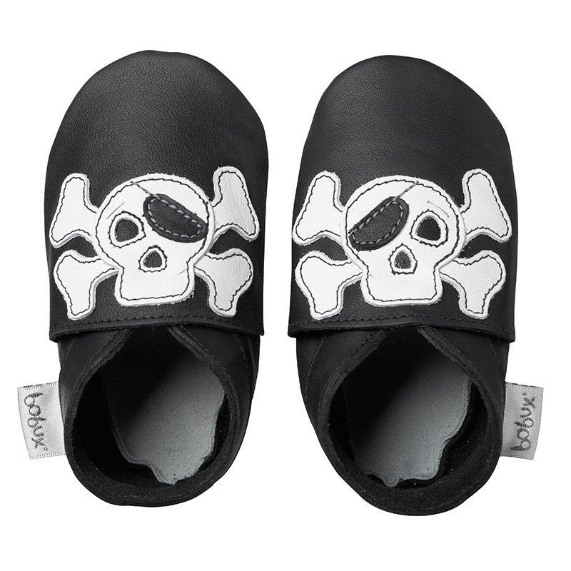 Bobux Black Jolly Roger Baby Crawling Shoes