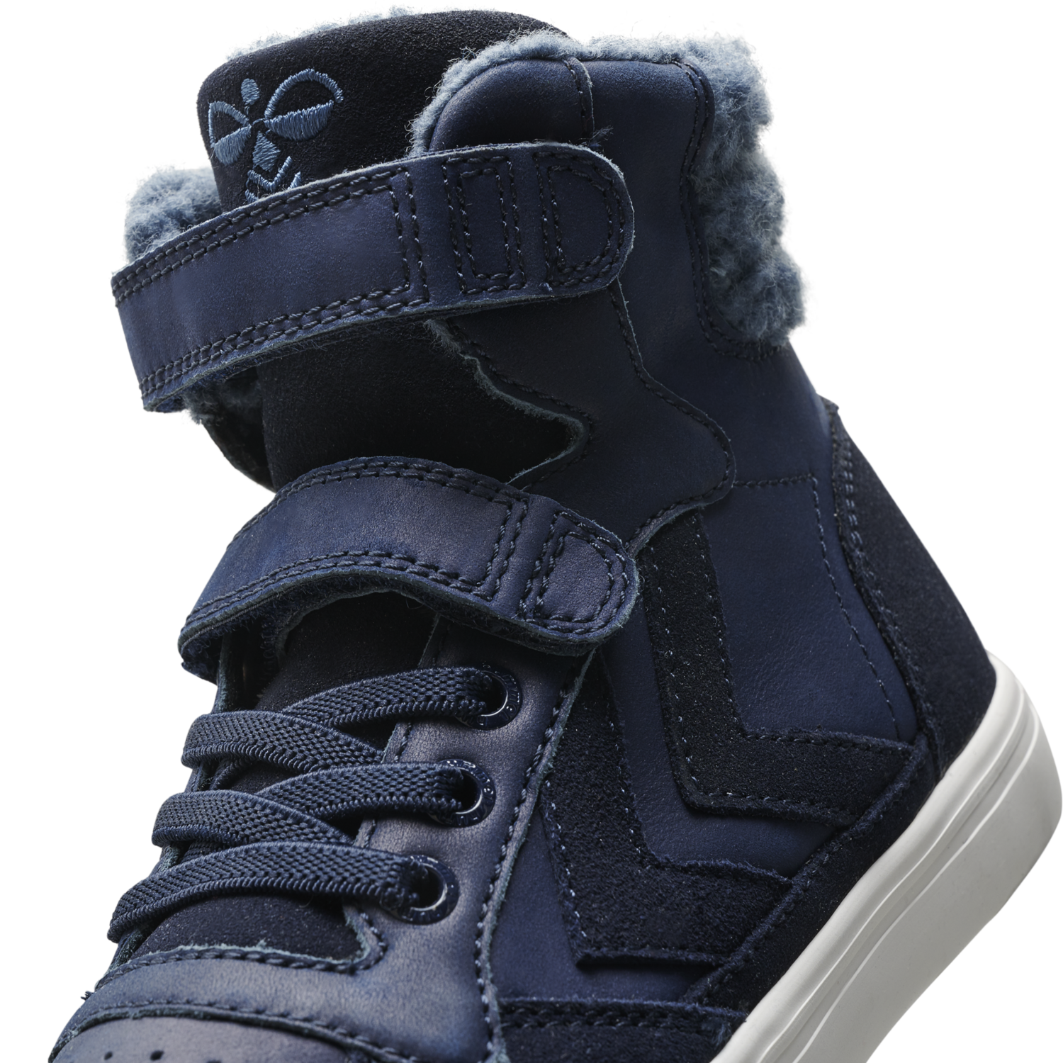 Hummel Stadil Winter Blue Leather Junior High top Trainers
