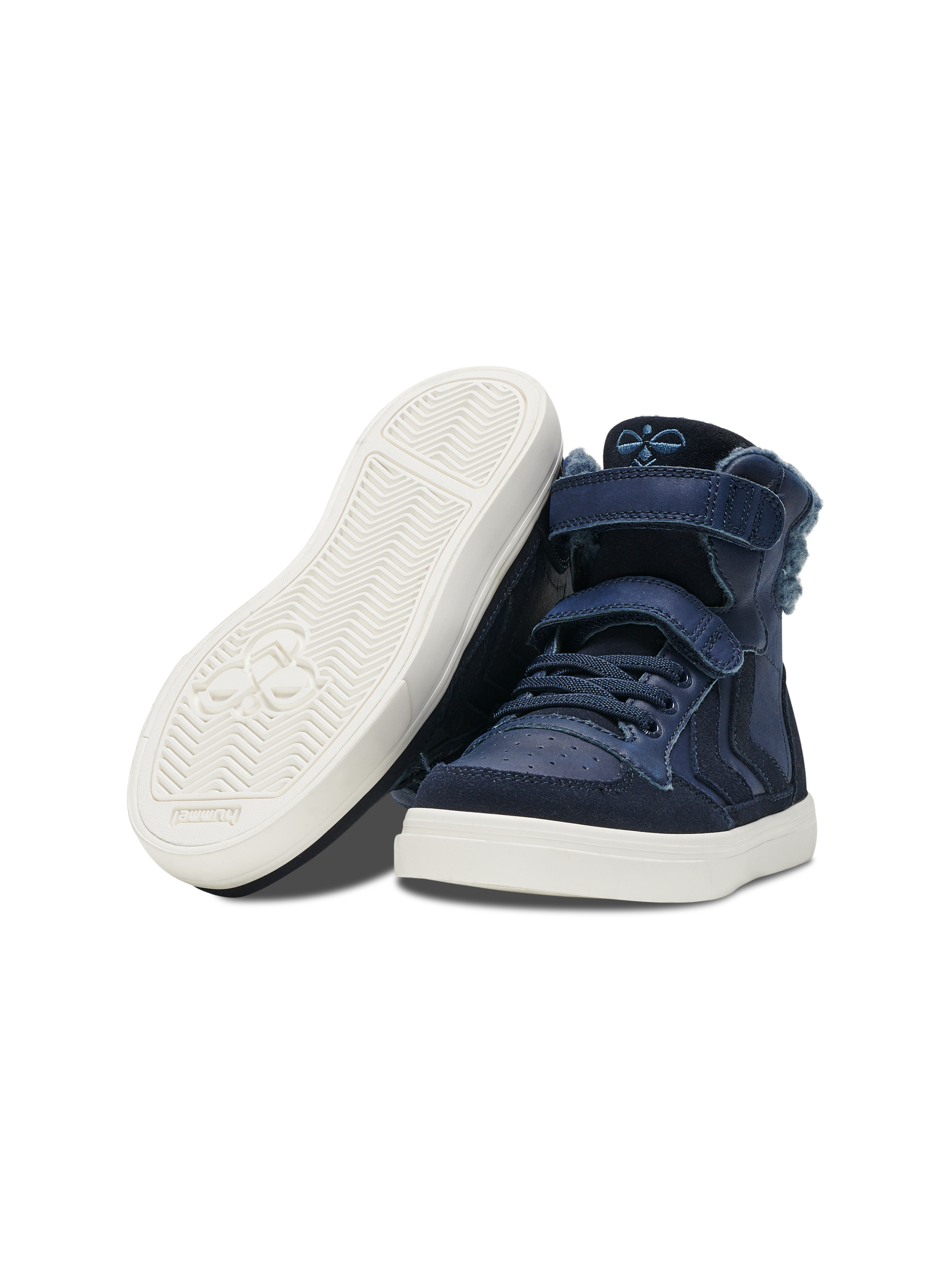 Hummel Stadil Winter Blue Leather Junior High top Trainers