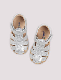 Petit Nord Copenhagen Classic Silver Python Sandals