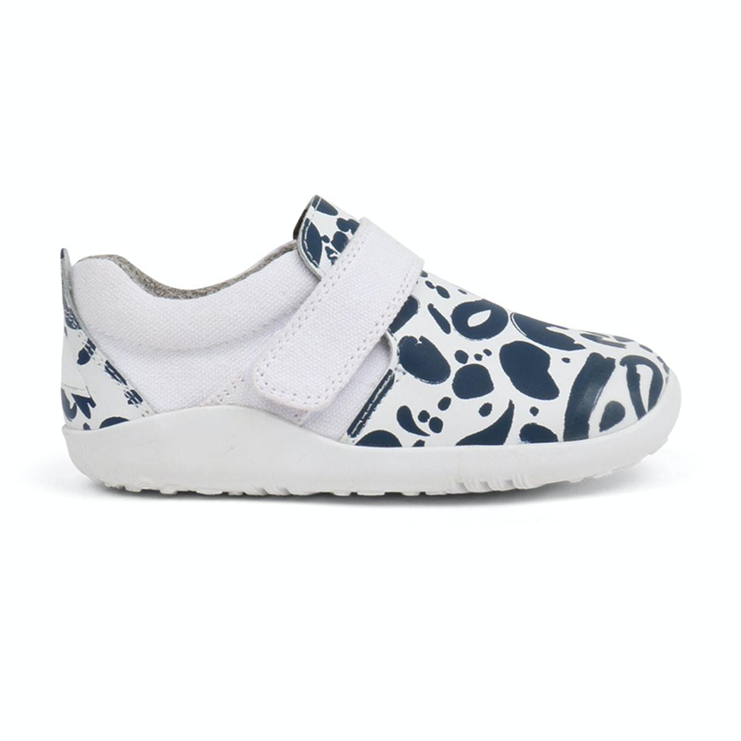 Bobux Kids Abstract White and Navy Shoes