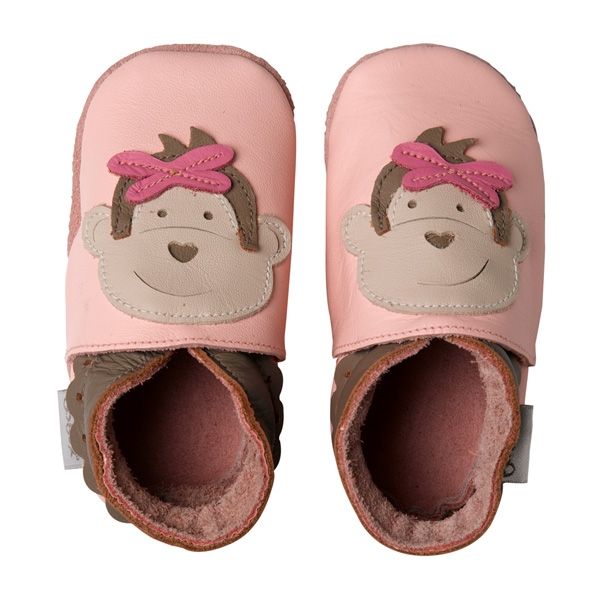 Bobux Pink Monkey Baby Crawling Shoes