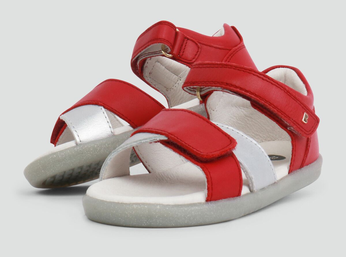 Bobux  SU Rio Red With Misty Silver Sail Open Toe sandal
