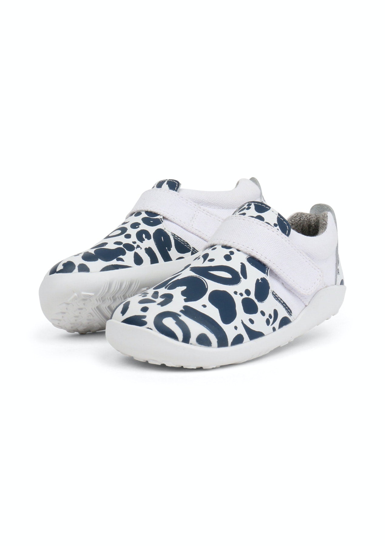 Bobux Kids Abstract White and Navy Shoes