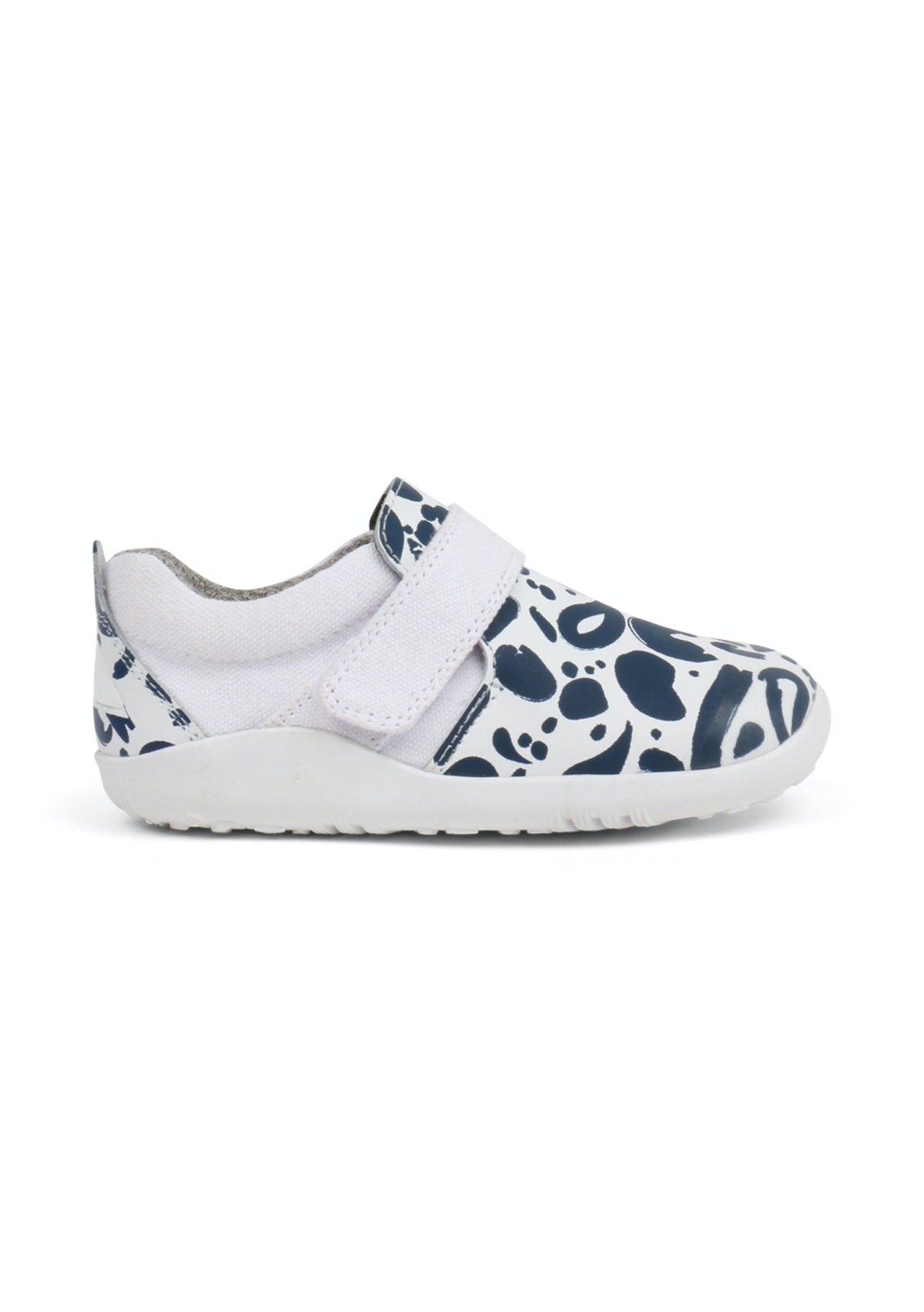 Bobux Kids Abstract White and Navy Shoes