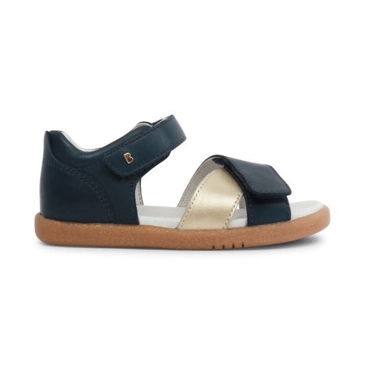 Bobux IW Sail Navy with Gold Open Toe sandal