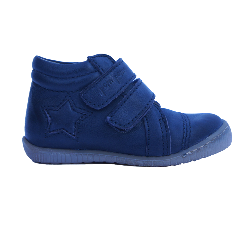 Pom Pom  Walkies Star Velcro Navy Hi-Top Trainers